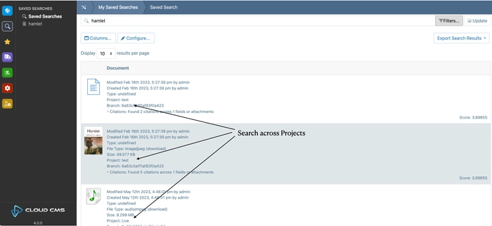 Federated Search across projects