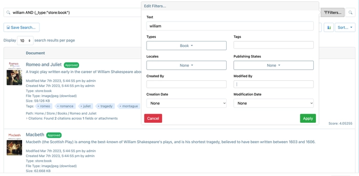 Saved Searches with Filters and Layouts